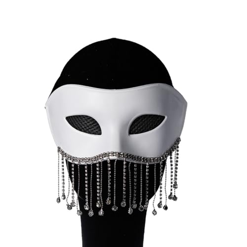 YiZYiF Venezianische Maske Karneval Maskenball Maske Halb Gesichtsmaske Party Fasching Augenmaske Abschlussball Kostüm Cosplay Weiß A One Size von YiZYiF