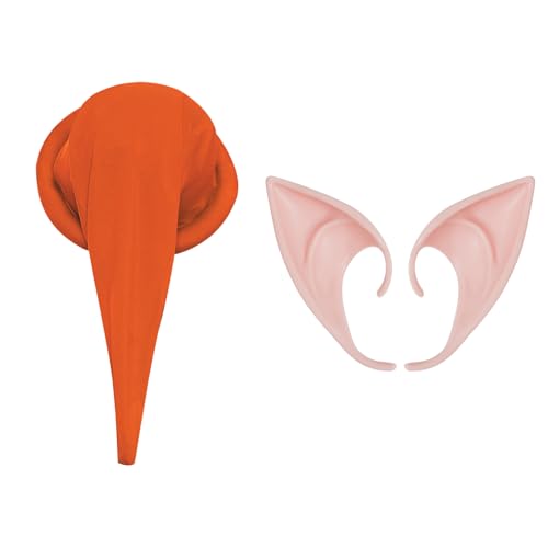 YiZYiF Weihnachten Zwergenmütze mit Elfenohren Set Märchen Wichtelmütze Zipfelmütze Weihnachtsmütze Gummi Feen Spitzohren Mottoparty Karneval Fasching Orange One Size von YiZYiF