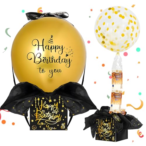 YianHien 46 Stücke Geldgeschenke Geburtstag Überraschungsbox mit Luftballons, DIY Schwarz Gold Geldgeschenke Verpackung für Familie Freunde Kollegen, Luftballon Pull Up Geburtstag Geld Geschenk YianHien 46 Stücke Geldgeschenke Geburtstag Überraschungsbox mit Luftballons, DIY Schwarz Gold Geldgeschenke Verpackung für Familie Freunde Kollegen, Luftballon Pull Up Geburtstag Geld Geschenk von YianHien