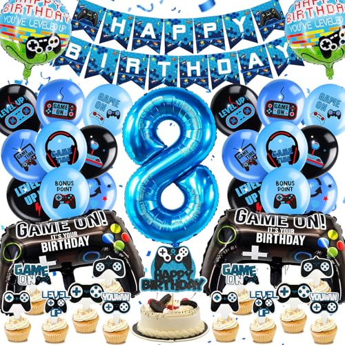 YianHien Videospiel Geburtstagsdeko 8 Jahre, Spiel Geburtstag Luftballons Party Deko für 8 Jahre Gamer Jungen Mädchen, Folienballon Kindergeburtstag Deko mit Riesigen Zahlenballons und Tortendeko YianHien Videospiel Geburtstagsdeko 8 Jahre, Spiel Geburtstag Luftballons Party Deko für 8 Jahre Gamer Jungen Mädchen, Folienballon Kindergeburtstag Deko mit Riesigen Zahlenballons und Tortendeko von YianHien