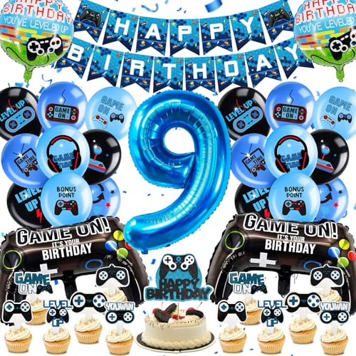 YianHien Videospiel Geburtstagsdeko 9 Jahre Jungen, Spiel Gamer Party Deko, XXL Gaming Controller Folienballon Deko, 9 Jahre Kinder Geburtstag Gaming Luftballons Deko Set mit Banner und Tortendeko YianHien Videospiel Geburtstagsdeko 9 Jahre Jungen, Spiel Gamer Party Deko, XXL Gaming Controller Folienballon Deko, 9 Jahre Kinder Geburtstag Gaming Luftballons Deko Set mit Banner und Tortendeko von YianHien