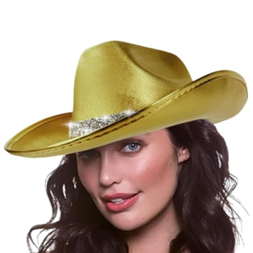 Yianyal Filz Cowboyhut Cosplay Kostüm Glitzer Disco Outfit Stilvolle Western-Themed Cowboyhut für Halloween Rollenspiele für Männer Frauen Erwachsene von Yianyal