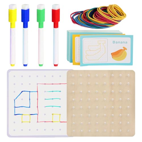 Yianyal Geo-Board-Set,Puzzle-Brett für Kinder - Musterkarten und Gummibänder bilden Figuren, die STEM-Puzzle-Denkaufgaben für Kinder Formen Yianyal Geo-Board-Set,Puzzle-Brett für Kinder - Musterkarten und Gummibänder bilden Figuren, die STEM-Puzzle-Denkaufgaben für Kinder Formen von Yianyal