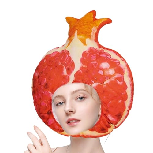 Yianyal Obsthut für Erwachsene, Karnevalsfruchthut | ative Granatapfel -Kopfbedeckung - Plüsch Granatapfel Kopfbedeckungshaube Cosplay-Kostüm für von Yianyal