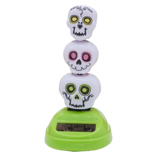 Yianyal Solar Fenster Deko | Schaukelnde Auto-Deko mit 3 Totenkopf-Figuren,Tischdekoration, Autoinnenraum-Accessoires, Innendekoration Für Halloween-Partys, Feste & Tisch-Deko von Yianyal