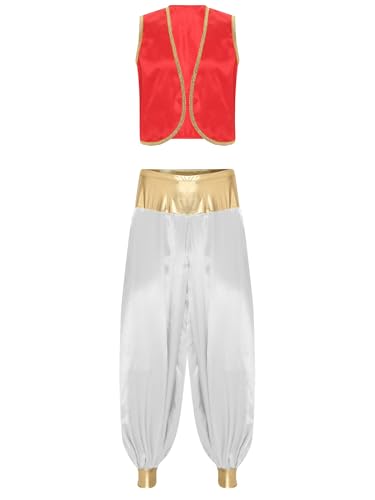 Yiesvsov Arabischer Prinz Kostüm Orientalischer Mann Kostüm Mittlerer Osten Glänzende Weste Offen Weite Hose Halloween Karneval Bühne Burgunder Weiß 3XL Yiesvsov Arabischer Prinz Kostüm Orientalischer Mann Kostüm Mittlerer Osten Glänzende Weste Offen Weite Hose Halloween Karneval Bühne Burgunder Weiß 3XL von Yiesvsov
