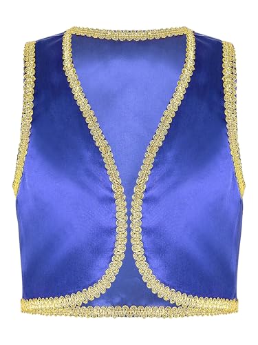 Yiesvsov Arabisches Prinz Kostum Arabische Weste Indische Arabische Weste Offene Front Für Kinder Jungen Jacke Kostüm Halloween Karneval Maskerade Spiel Blau 134-140 Yiesvsov Arabisches Prinz Kostum Arabische Weste Indische Arabische Weste Offene Front Für Kinder Jungen Jacke Kostüm Halloween Karneval Maskerade Spiel Blau 134-140 von Yiesvsov