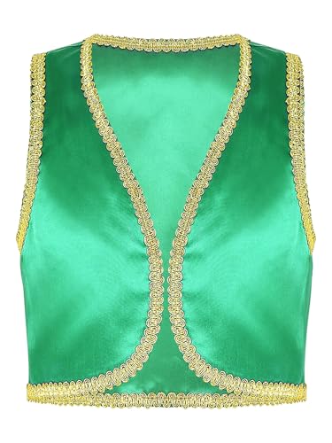 Yiesvsov Arabisches Prinz Kostum Arabische Weste Indische Arabische Weste Offene Front Für Kinder Jungen Jacke Kostüm Halloween Karneval Maskerade Spiel Grün 146-152 Yiesvsov Arabisches Prinz Kostum Arabische Weste Indische Arabische Weste Offene Front Für Kinder Jungen Jacke Kostüm Halloween Karneval Maskerade Spiel Grün 146-152 von Yiesvsov
