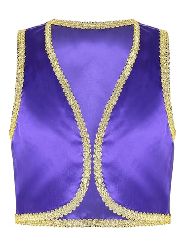 Yiesvsov Arabisches Prinz Kostum Arabische Weste Indische Arabische Weste Offene Front Für Kinder Jungen Jacke Kostüm Halloween Karneval Maskerade Spiel Lila 122-128 Yiesvsov Arabisches Prinz Kostum Arabische Weste Indische Arabische Weste Offene Front Für Kinder Jungen Jacke Kostüm Halloween Karneval Maskerade Spiel Lila 122-128 von Yiesvsov
