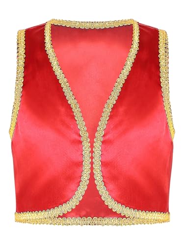 Yiesvsov Arabisches Prinz Kostum Arabische Weste Indische Arabische Weste Offene Front Für Kinder Jungen Jacke Kostüm Halloween Karneval Maskerade Spiel Rot 122-128 Yiesvsov Arabisches Prinz Kostum Arabische Weste Indische Arabische Weste Offene Front Für Kinder Jungen Jacke Kostüm Halloween Karneval Maskerade Spiel Rot 122-128 von Yiesvsov