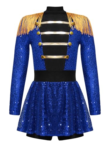 Yiesvsov Bambina Bodysuit Von Domatrice Circa Mit Quasten Mädchen Band Kostüm Halloween Karneval Bühnenperformance Kostüm Blau 170-176 von Yiesvsov