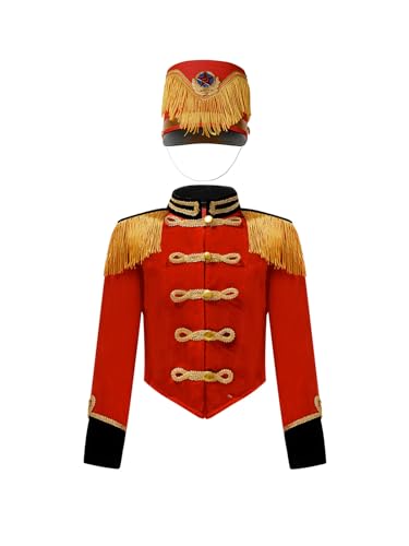 Yiesvsov Kleines Mädchen Mädchen Banduniform Schlagzeuger Dirigent Moderator Zirkuskostüm Dompteur Jacke Mit Quasten Prinz Hut Halloween Kostüm Cosplay B Rot 110-116 Yiesvsov Kleines Mädchen Mädchen Banduniform Schlagzeuger Dirigent Moderator Zirkuskostüm Dompteur Jacke Mit Quasten Prinz Hut Halloween Kostüm Cosplay B Rot 110-116 von Yiesvsov