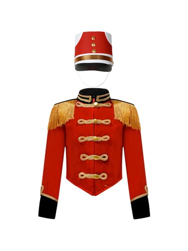 Yiesvsov Kleines Mädchen Mädchen Banduniform Schlagzeuger Dirigent Moderator Zirkuskostüm Dompteur Jacke Mit Quasten Prinz Hut Halloween Kostüm Cosplay Ein Rot 158-164 Yiesvsov Kleines Mädchen Mädchen Banduniform Schlagzeuger Dirigent Moderator Zirkuskostüm Dompteur Jacke Mit Quasten Prinz Hut Halloween Kostüm Cosplay Ein Rot 158-164 von Yiesvsov