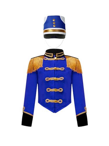 Yiesvsov Kleines Mädchen Mädchen Banduniform Schlagzeuger Dirigent Moderator Zirkuskostüm Dompteur Jacke Mit Quasten Prinz Hut Halloween Kostüm Cosplay Königsblau 158-164 Yiesvsov Kleines Mädchen Mädchen Banduniform Schlagzeuger Dirigent Moderator Zirkuskostüm Dompteur Jacke Mit Quasten Prinz Hut Halloween Kostüm Cosplay Königsblau 158-164 von Yiesvsov