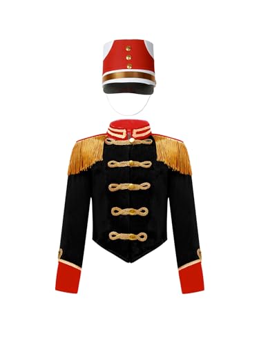 Yiesvsov Kleines Mädchen Mädchen Banduniform Schlagzeuger Dirigent Moderator Zirkuskostüm Dompteur Jacke Mit Quasten Prinz Hut Halloween Kostüm Cosplay Schwarz 146-152 Yiesvsov Kleines Mädchen Mädchen Banduniform Schlagzeuger Dirigent Moderator Zirkuskostüm Dompteur Jacke Mit Quasten Prinz Hut Halloween Kostüm Cosplay Schwarz 146-152 von Yiesvsov