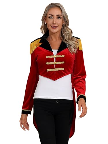 Yiesvsov Zirkus Domina Mantel Damen Ringmeister Zirkus Kostüm Bühnenauftritt Bühne Band Kostüm Halloween Karneval Rollenspiel Rot XXL Yiesvsov Zirkus Domina Mantel Damen Ringmeister Zirkus Kostüm Bühnenauftritt Bühne Band Kostüm Halloween Karneval Rollenspiel Rot XXL von Yiesvsov