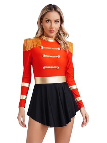 Yiesvsov Zirkus Dompteur Kostüm Damen Eiskunstlauf Kleid Band Dirigent Kostüm Halloween Karneval Maskerade Themenparty Rot XXL Yiesvsov Zirkus Dompteur Kostüm Damen Eiskunstlauf Kleid Band Dirigent Kostüm Halloween Karneval Maskerade Themenparty Rot XXL von Yiesvsov