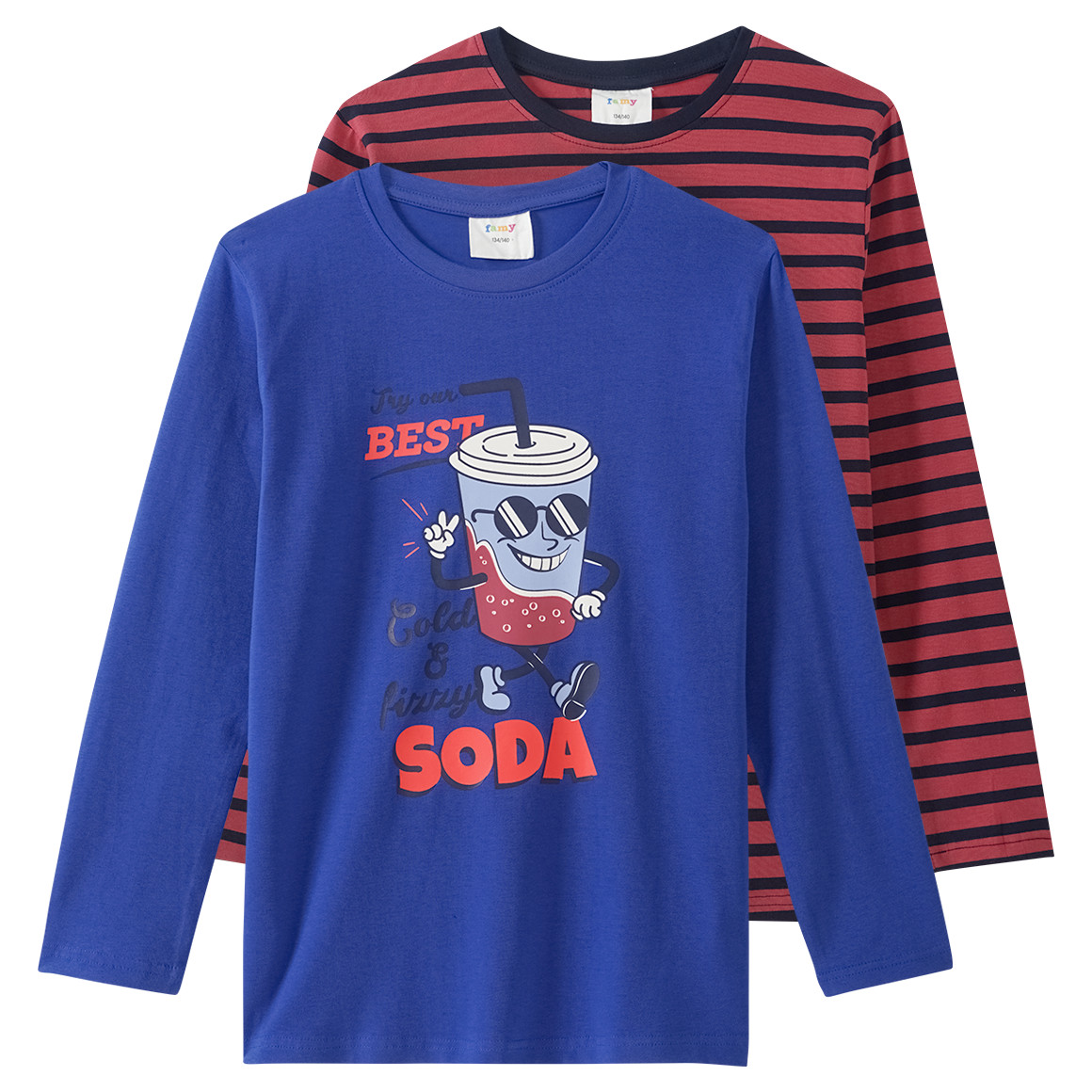 2 Jungen Langarmshirts mit Print von Yigga