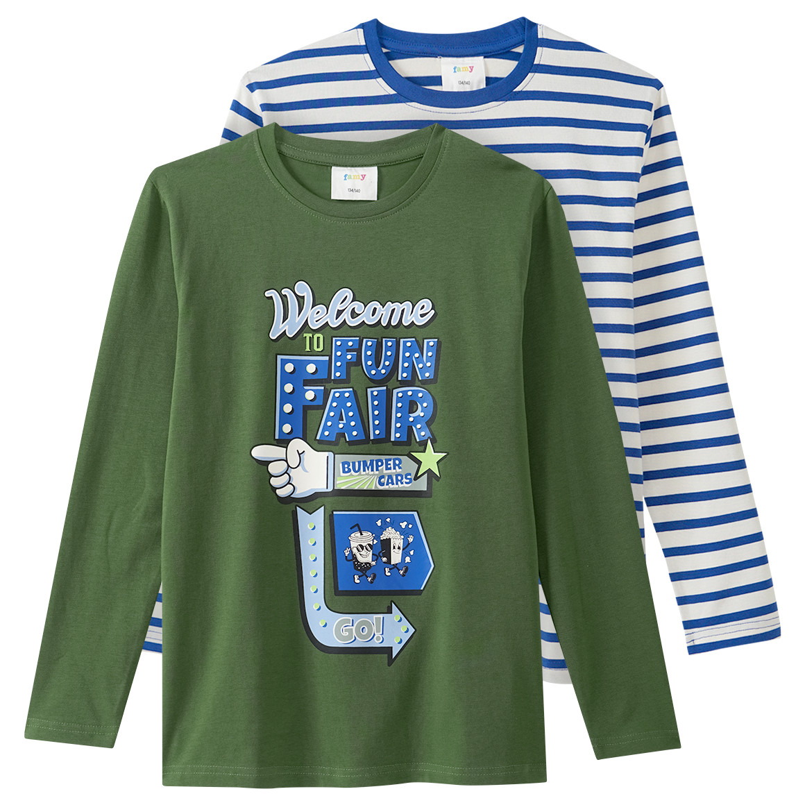 2 Jungen Langarmshirts mit Print von Yigga