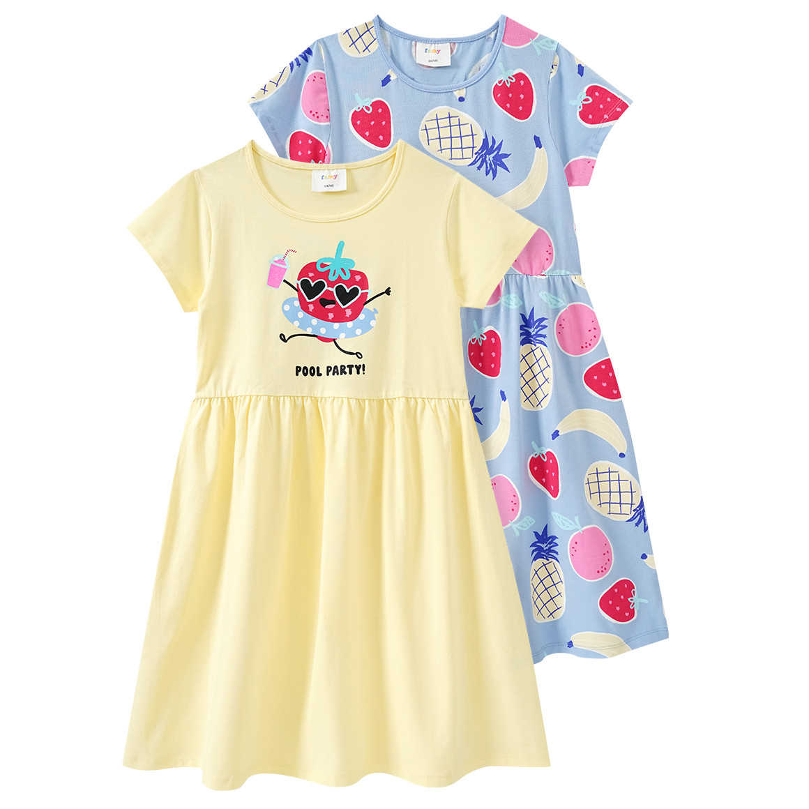 2 Mädchen Kleider mit bunten Motiven von Yigga
