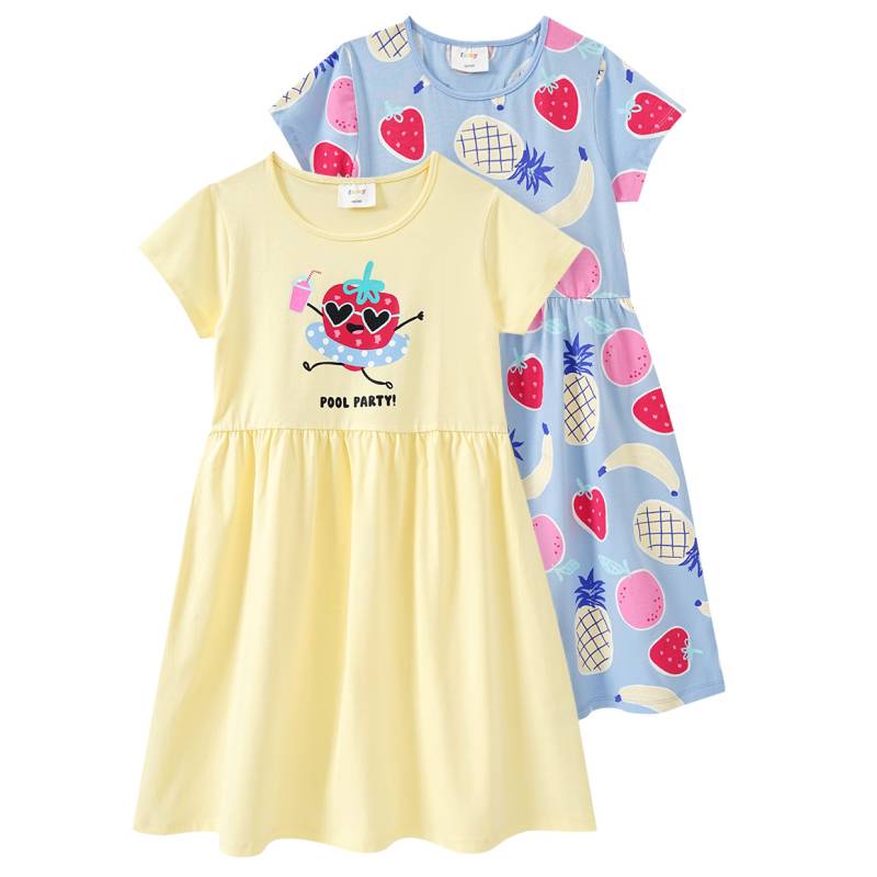 2 Mädchen Kleider mit bunten Motiven von Yigga