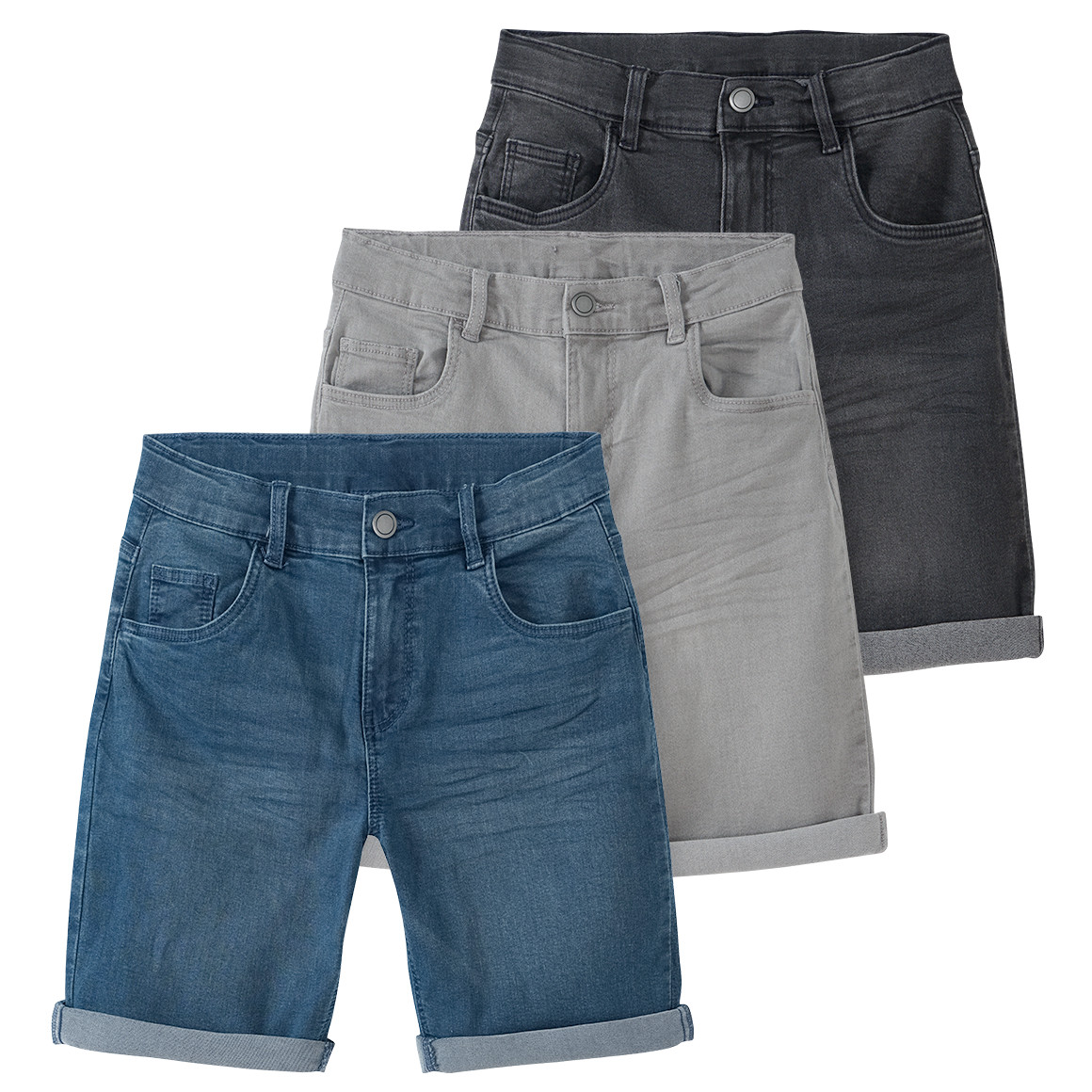 3 Jungen Jeansshorts im Basic-Look 3 Jungen Jeansshorts im Basic-Look von Yigga