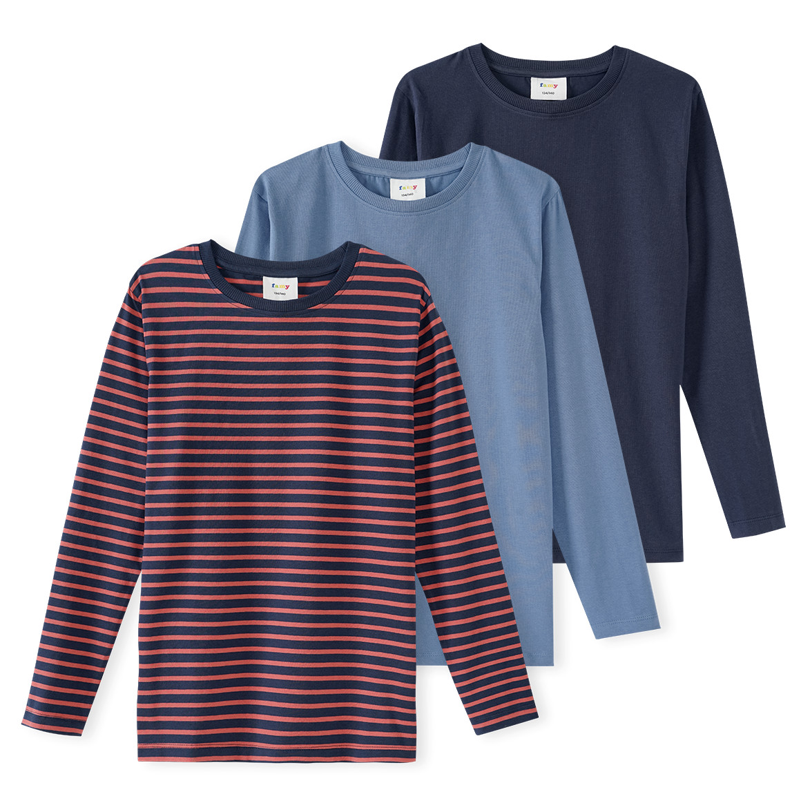 3 Jungen Langarmshirts im Basic-Look 3 Jungen Langarmshirts im Basic-Look von Yigga
