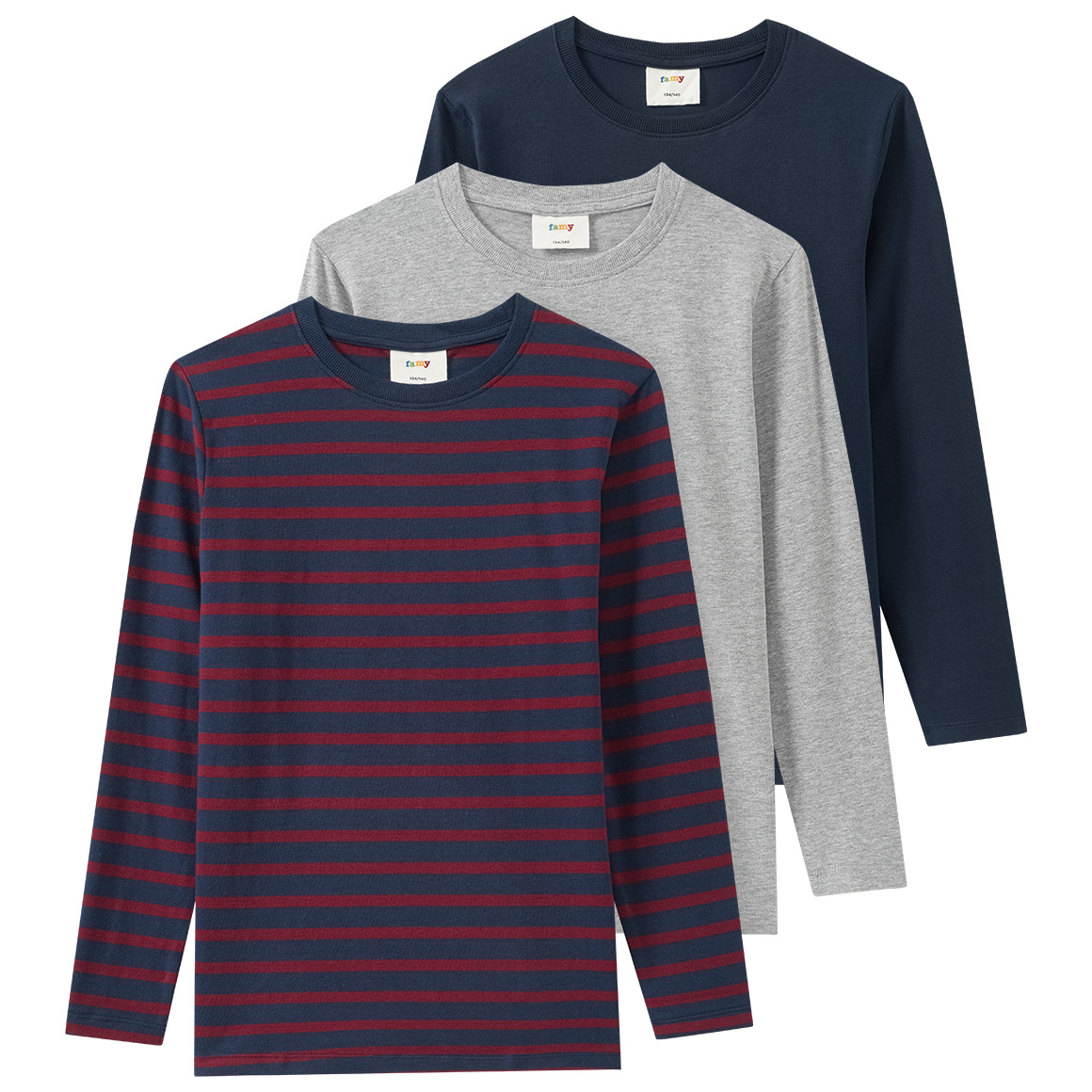 3 Jungen Langarmshirts im Basic-Look 3 Jungen Langarmshirts im Basic-Look von Yigga