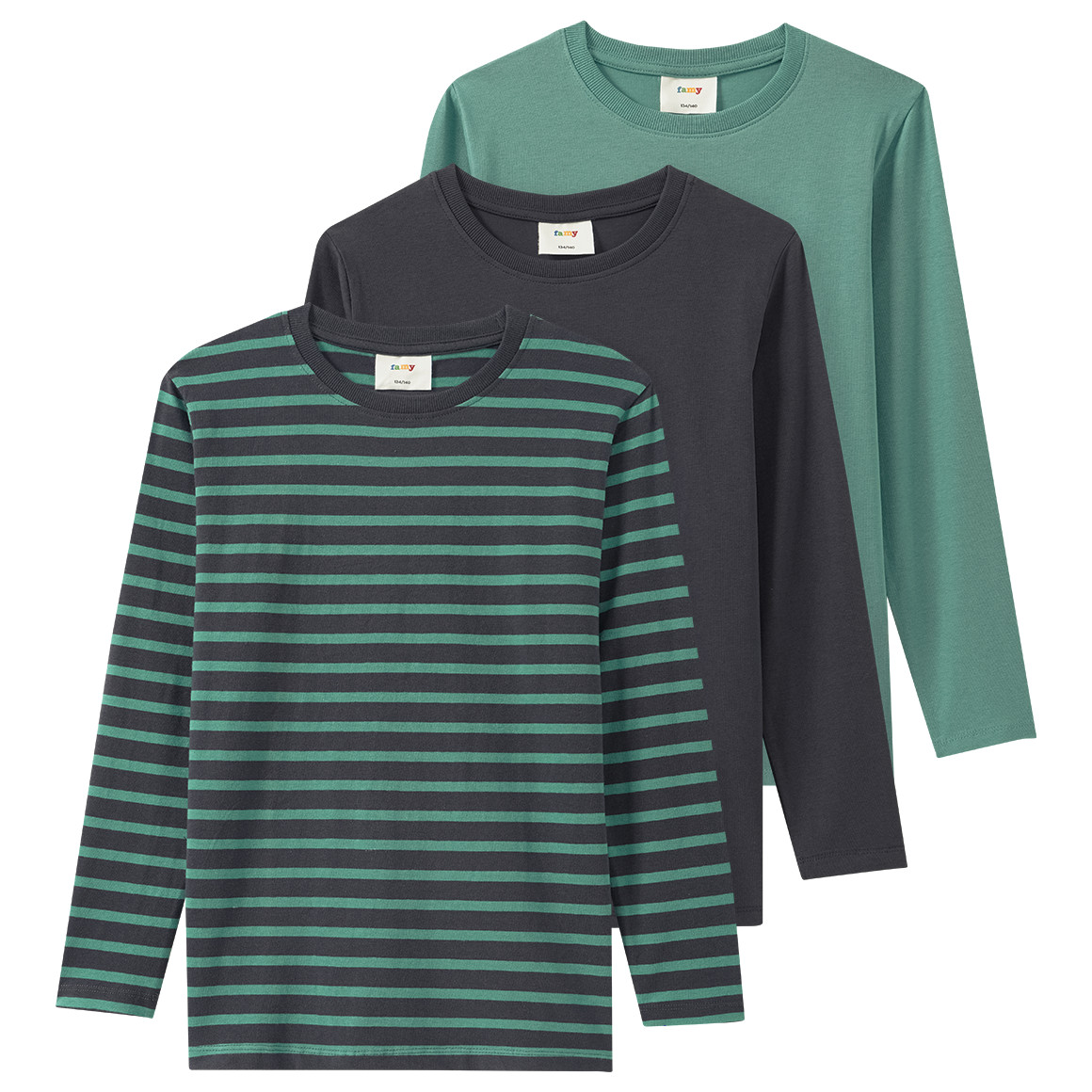 3 Jungen Langarmshirts im Basic-Look 3 Jungen Langarmshirts im Basic-Look von Yigga