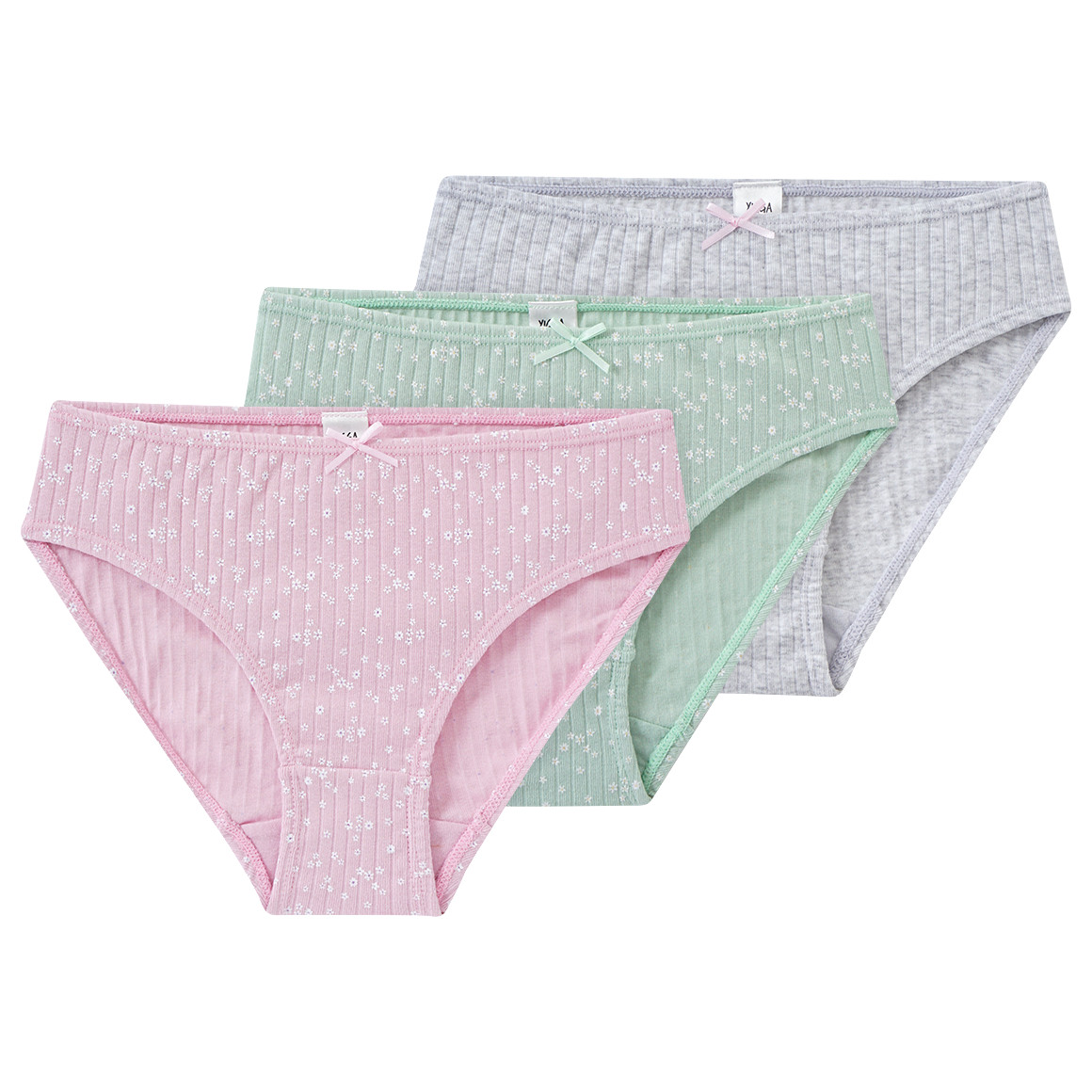 3 Mädchen Slips mit Blümchen-Print von Yigga