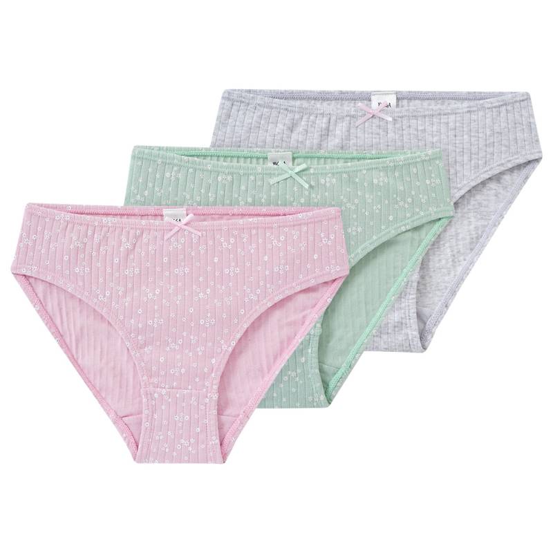 3 Mädchen Slips mit Blümchen-Print von Yigga