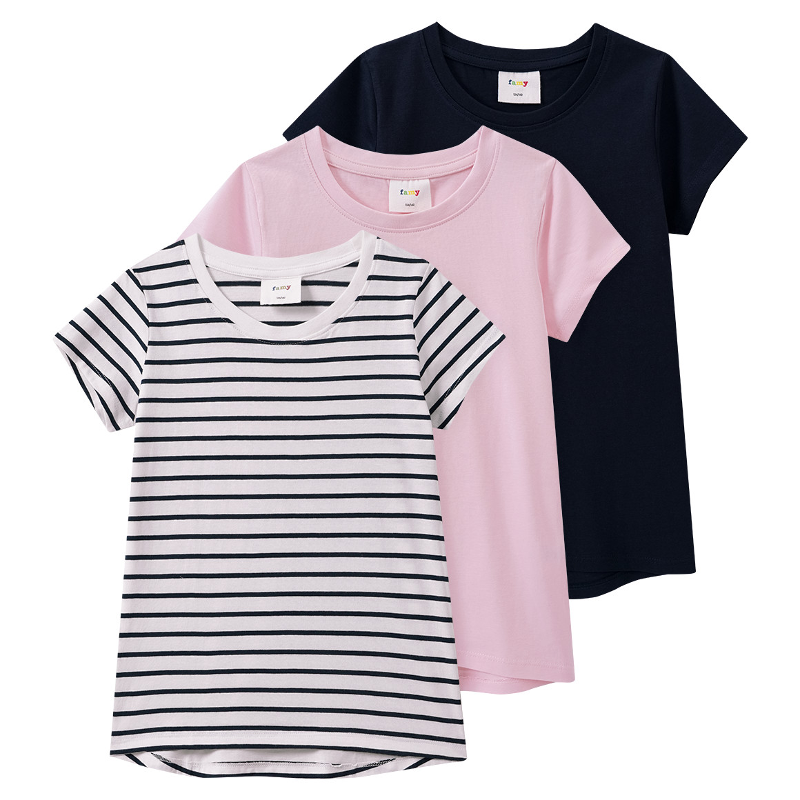 3 Mädchen T-Shirts im Basic-Look von Yigga