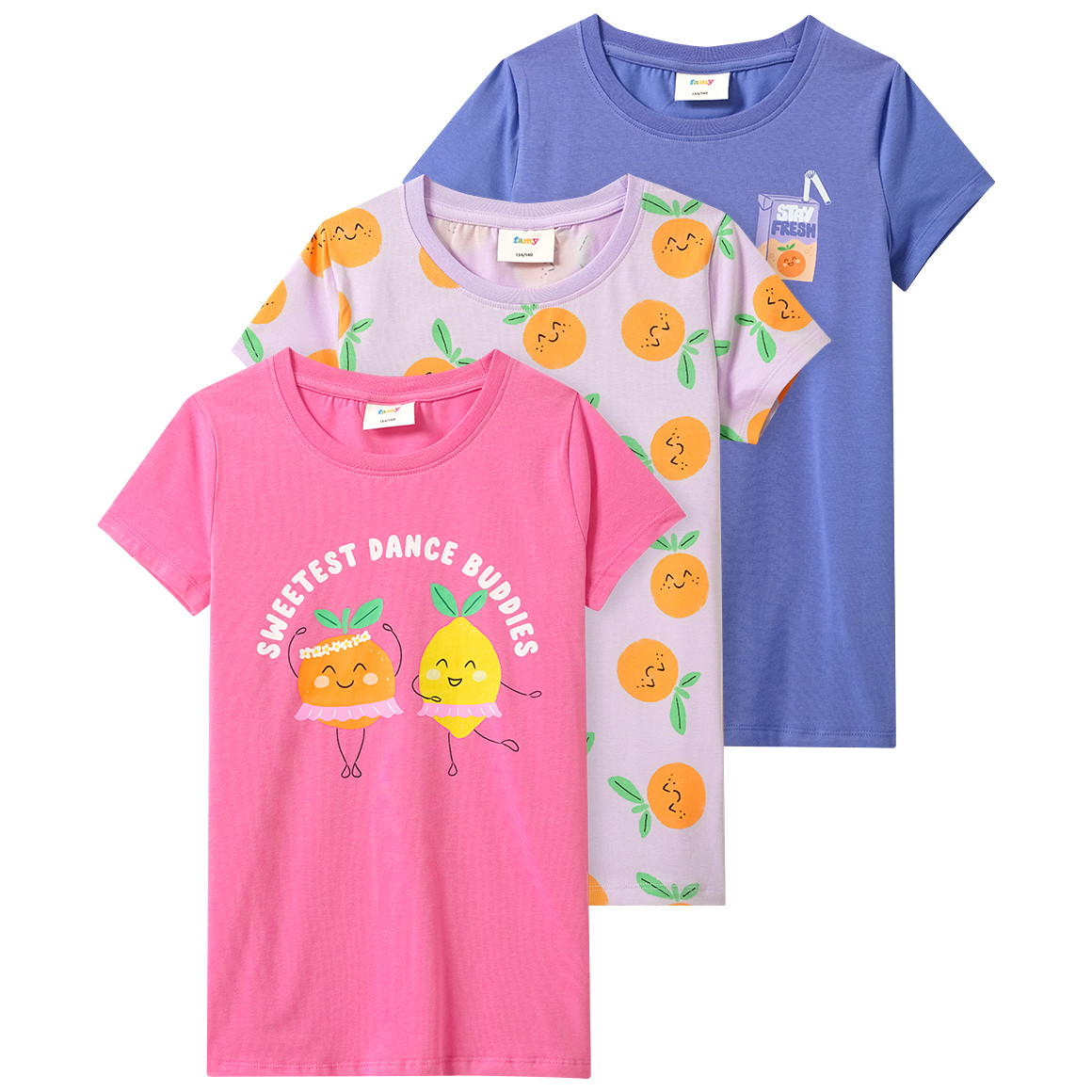 3 Mädchen T-Shirts mit bunten Motiven von Yigga