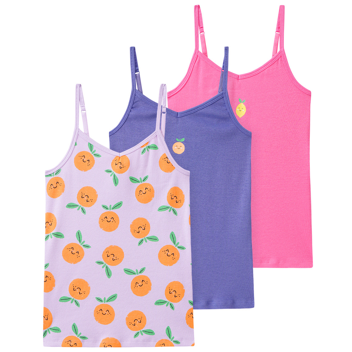 3 Mädchen Unterhemden mit Rippstruktur von Yigga