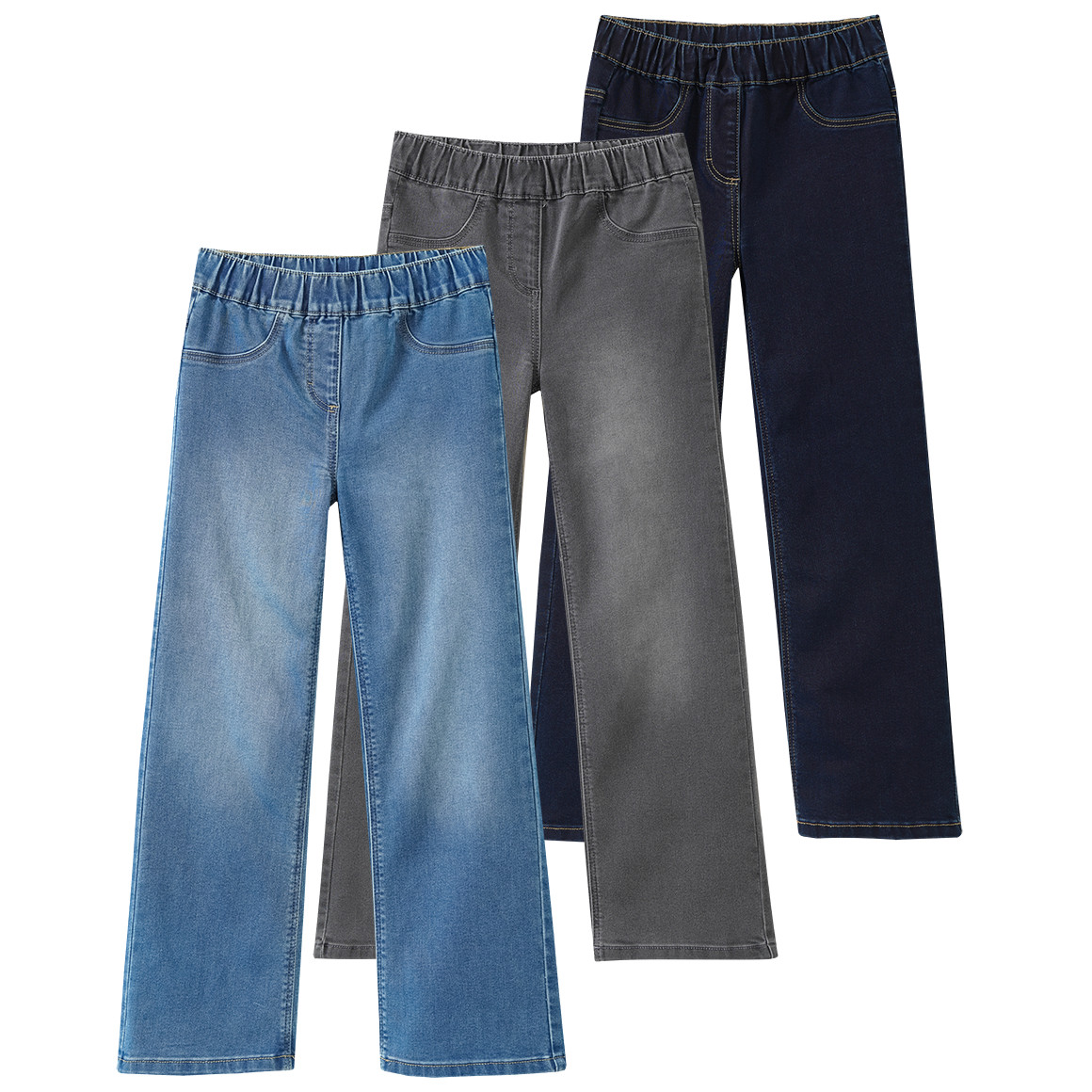 3 Mädchen Wide-Leg-Jeans mit Stretch-Bund 3 Mädchen Wide-Leg-Jeans mit Stretch-Bund von Yigga