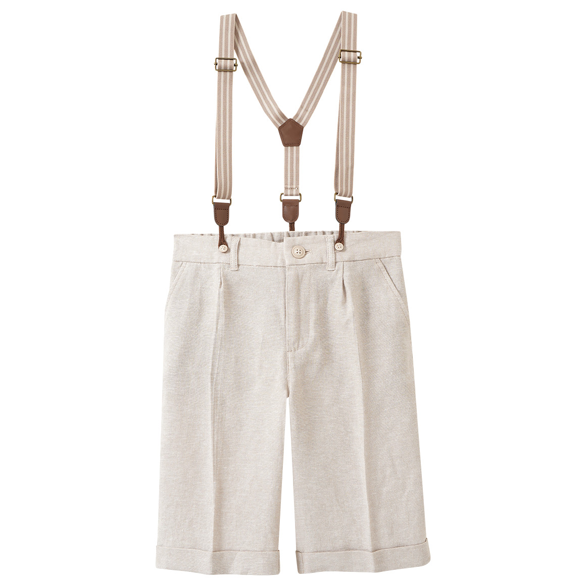 Jungen Leinen-Anzugshorts mit Hosenträgern Jungen Leinen-Anzugshorts mit Hosenträgern von Yigga