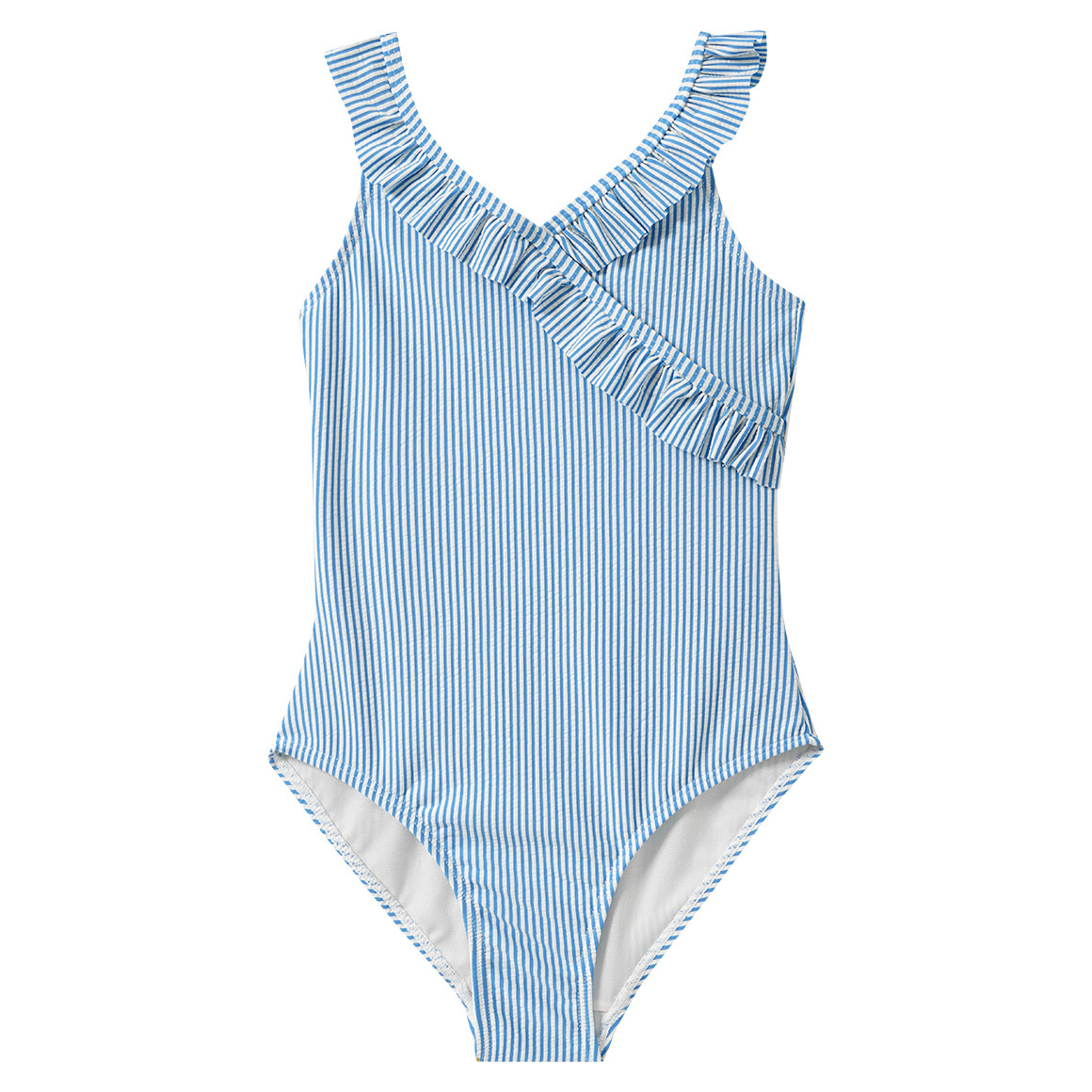 Mädchen Badeanzug mit Seersucker-Streifen von Yigga