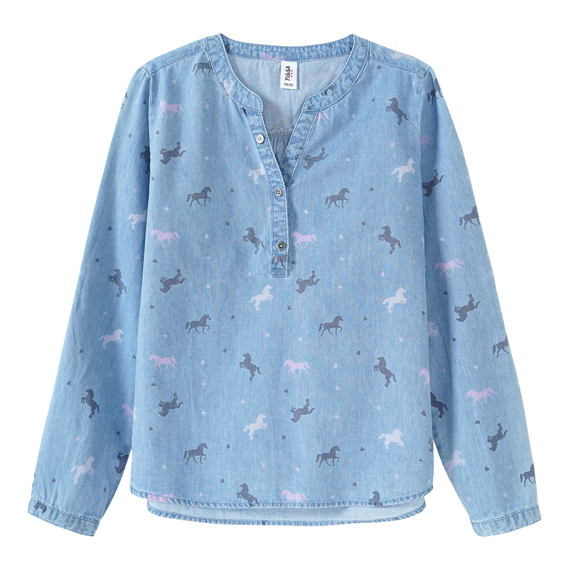 Mädchen Bluse mit Pferde-Allover Mädchen Bluse mit Pferde-Allover von Yigga
