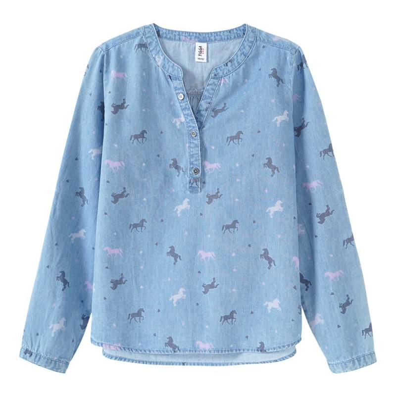 Mädchen Bluse mit Pferde-Allover von Yigga