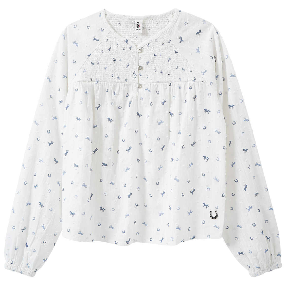 Mädchen Bluse mit Pferde-Allover von Yigga