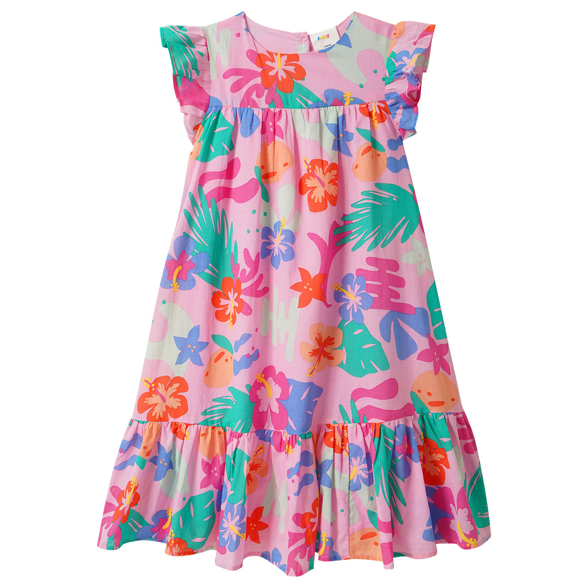 Mädchen Kleid mit Blumen-Allover von Yigga
