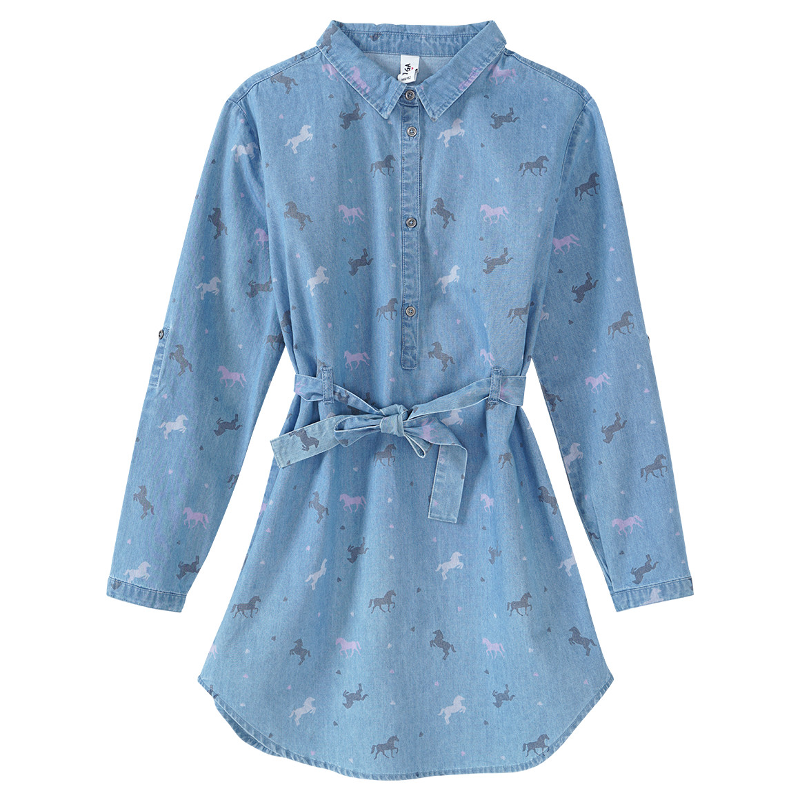 Mädchen Kleid mit Pferde-Allover Mädchen Kleid mit Pferde-Allover von Yigga
