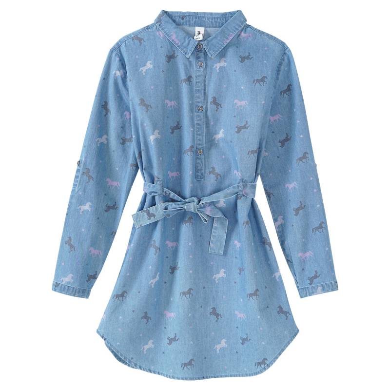 Mädchen Kleid mit Pferde-Allover von Yigga