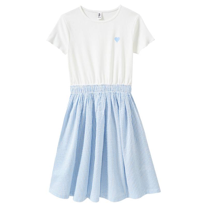 Mädchen Kleid mit Seersucker-Rockteil Mädchen Kleid mit Seersucker-Rockteil von Yigga