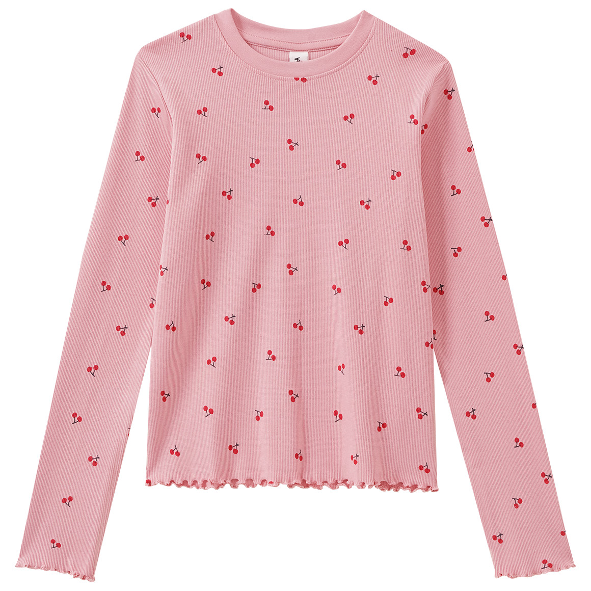 Mädchen Langarmshirt mit Kirsch-Allover von Yigga