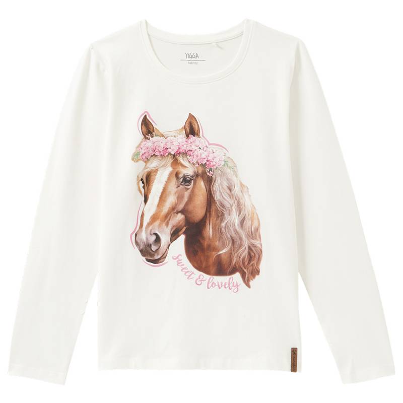 Mädchen Langarmshirt mit Pferde-Motiv von Yigga