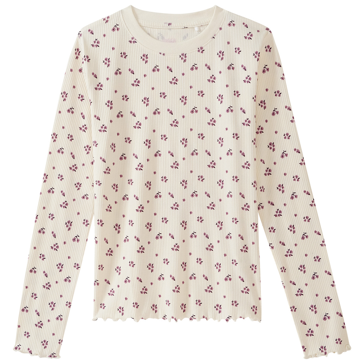 Mädchen Langarmshirt mit Rippstruktur von Yigga