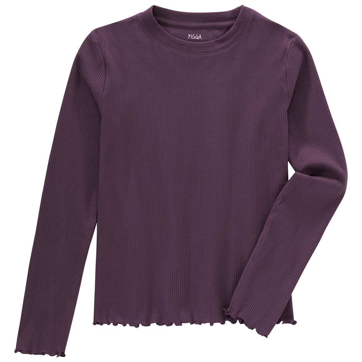 Mädchen Langarmshirt mit Rippstruktur von Yigga