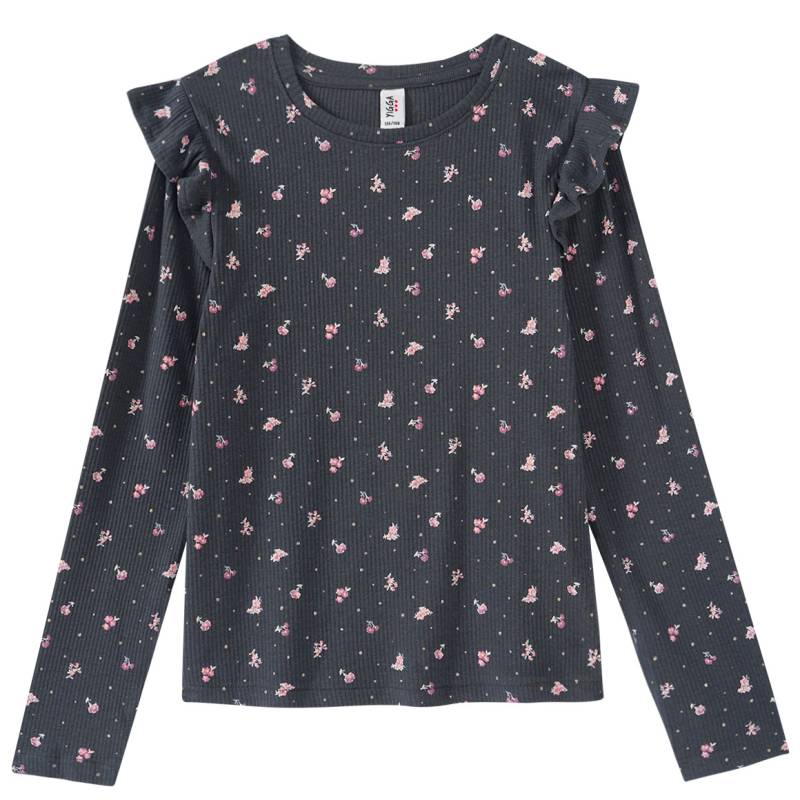 Mädchen Langarmshirt mit Rippstruktur von Yigga