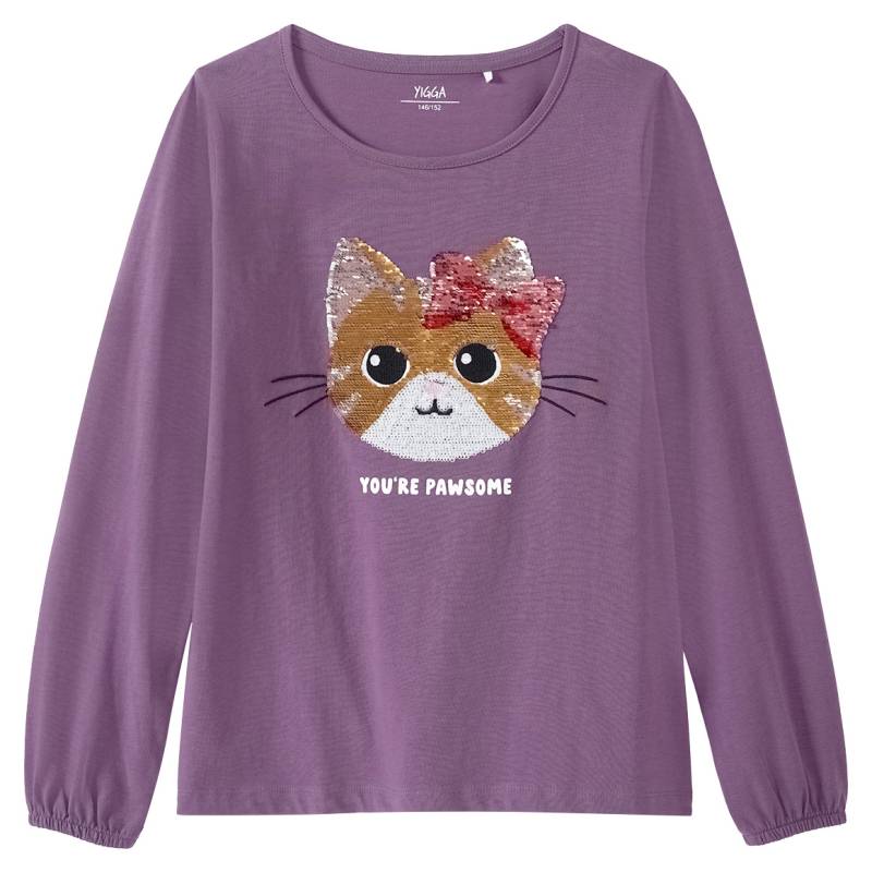 Mädchen Langarmshirt mit Wendepailletten von Yigga